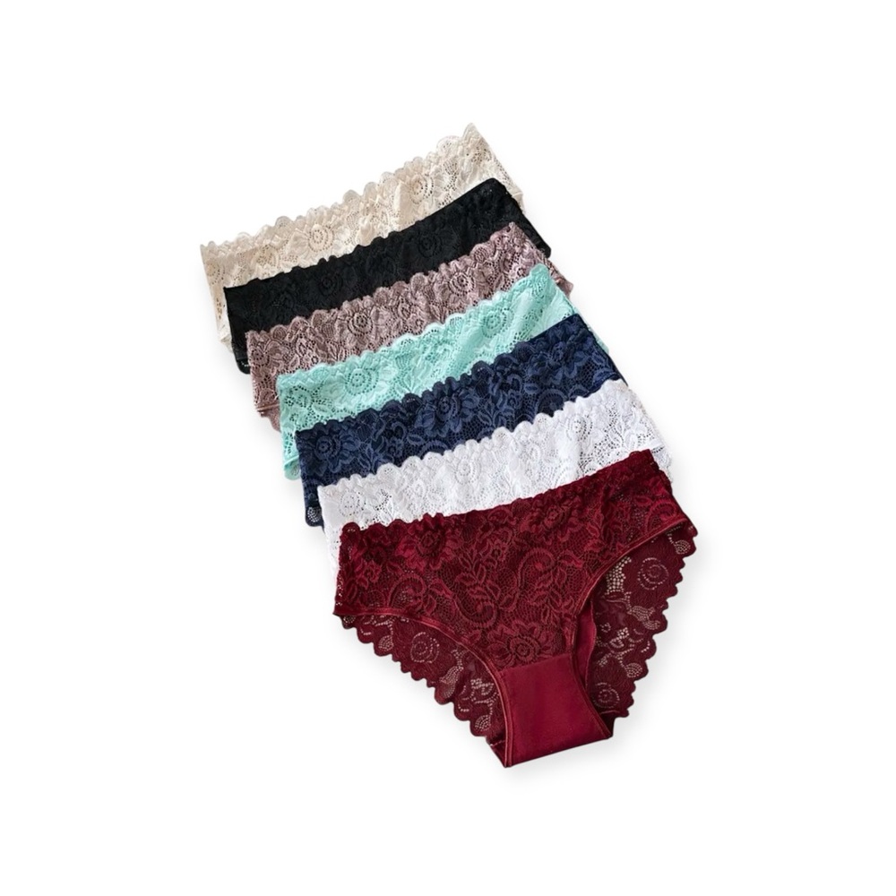7pcs Women's Floral Lace Panties Multicolor Size M Stretch Briefs